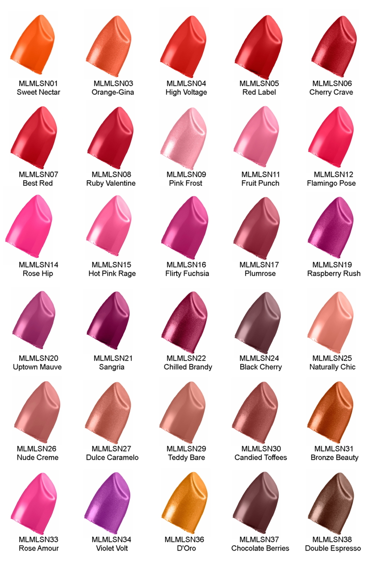 Sephora lipstick color chart